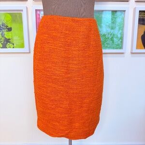 🧡 Vintage 80s Textured Orange Tweed Pencil Skirt